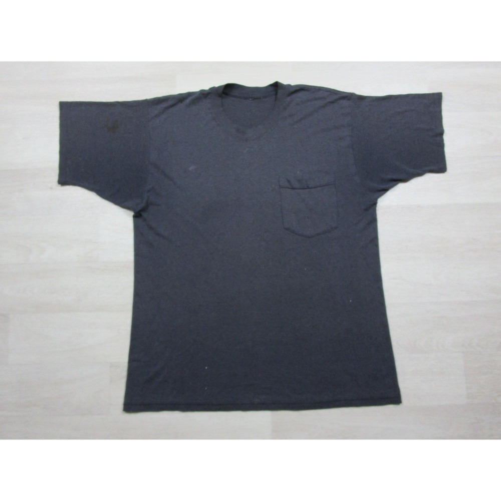 Vintage 90s Blank Pocket T Shirt Men's (M) Faded Black Distressed Faded Grunge